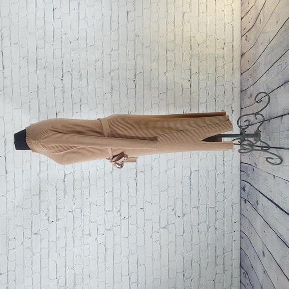 New Look Size 12 Mock Neck Ribbed Long Sleeve Dress with Front Split - Picture 4 of 11